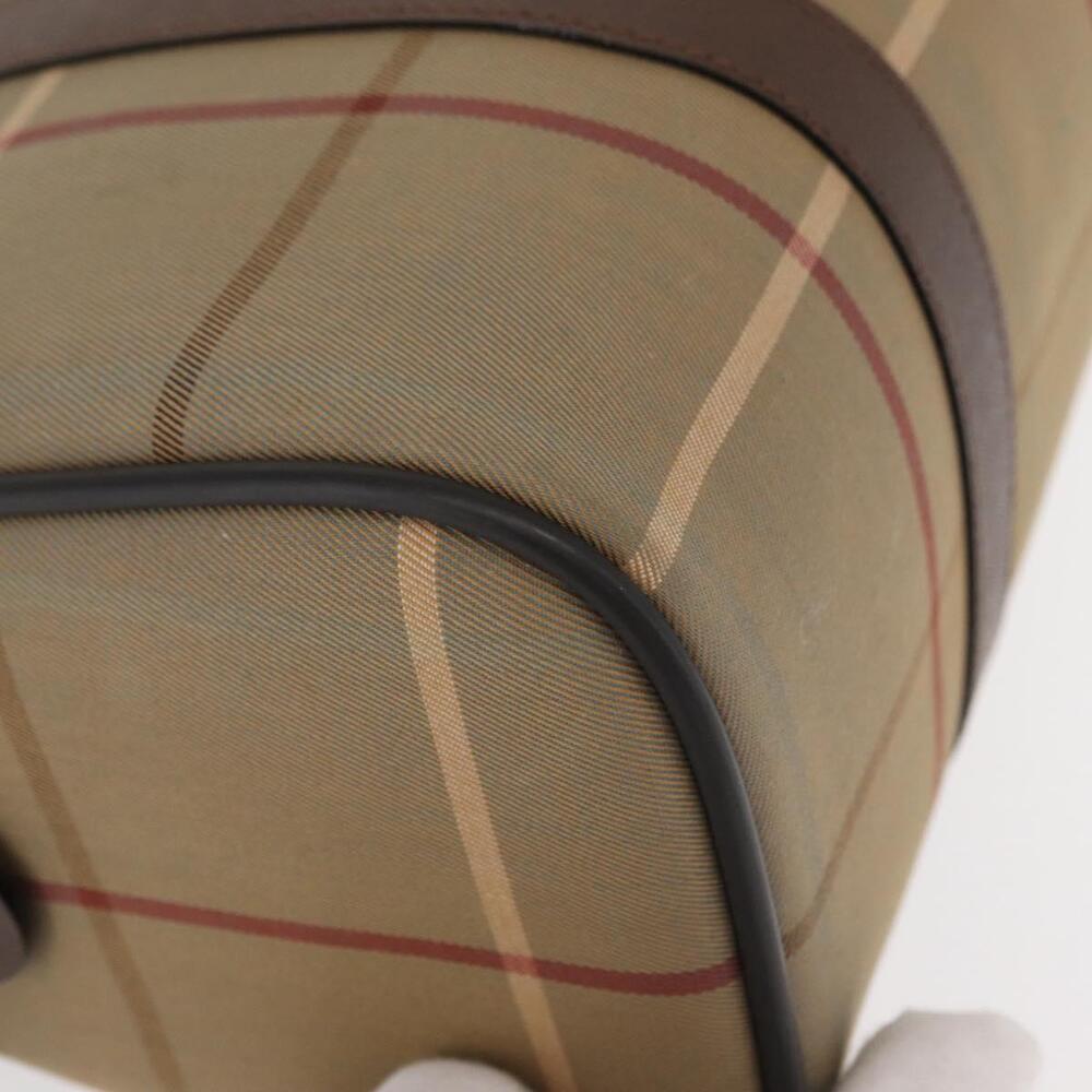 Burberrys Nova Check Boston Bag Canvas Leather Beige Gold Auth ka319 - Picture 10 of 16